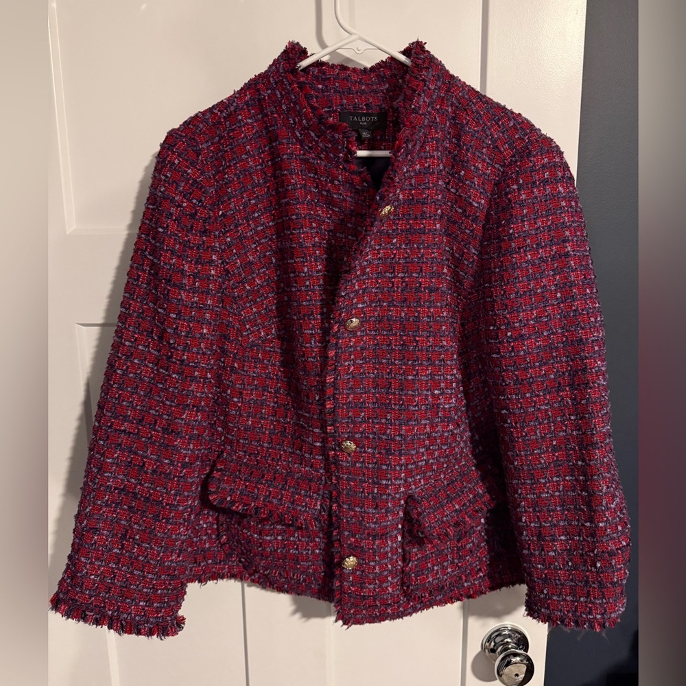 Talbots Red and Blue Tweed Blazer